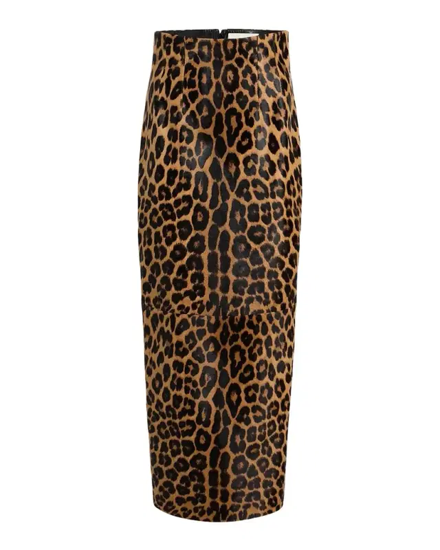 Loxley Leopard-Print Ponyhair Maxi Skirt
