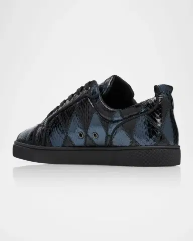 Christian Louboutin Men's Louis Junior Watersnake Leather Patchwork Sneakers | Thumbnail 3 Christian Louboutin Men's Louis Junior Watersnake Leather Patchwork Sneakers | Thumbnail 3