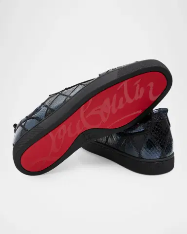 Christian Louboutin Men's Louis Junior Watersnake Leather Patchwork Sneakers | Thumbnail 4 Christian Louboutin Men's Louis Junior Watersnake Leather Patchwork Sneakers | Thumbnail 4