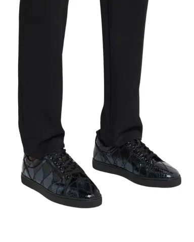 Christian Louboutin Men's Louis Junior Watersnake Leather Patchwork Sneakers | Thumbnail 1 Christian Louboutin Men's Louis Junior Watersnake Leather Patchwork Sneakers | Thumbnail 1