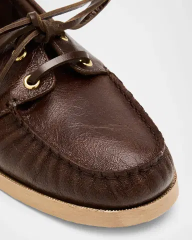 Golden Goose Men's Leather Moc-Toe Boat Shoes | Thumbnail 6 Golden Goose Men's Leather Moc-Toe Boat Shoes | Thumbnail 6