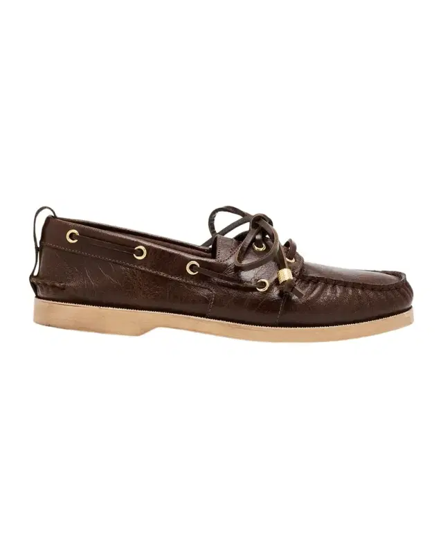 Golden Goose Men's Leather Moc-Toe Boat Shoes