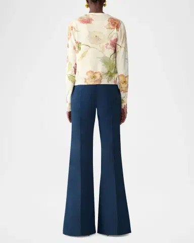 Carolina Herrera Floral-Print Silk-Cotton Crewneck Cardigan | Thumbnail 3 Carolina Herrera Floral-Print Silk-Cotton Crewneck Cardigan | Thumbnail 3