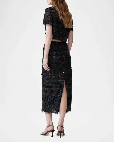 Carolina Herrera Embellished Short-Sleeve Crop Top | Thumbnail 3