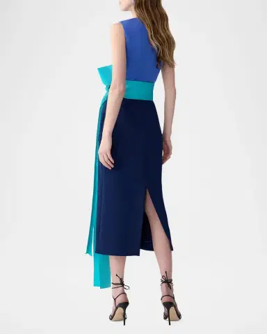 Carolina Herrera Colorblock Waist-Bow Sleeveless Midi Dress | Thumbnail 3 Carolina Herrera Colorblock Waist-Bow Sleeveless Midi Dress | Thumbnail 3