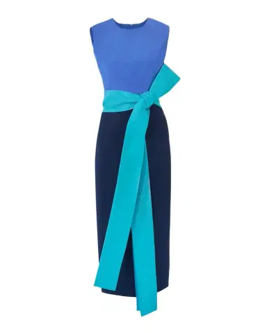 Carolina Herrera Colorblock Waist-Bow Sleeveless Midi Dress | Thumbnail 1 Carolina Herrera Colorblock Waist-Bow Sleeveless Midi Dress | Thumbnail 1