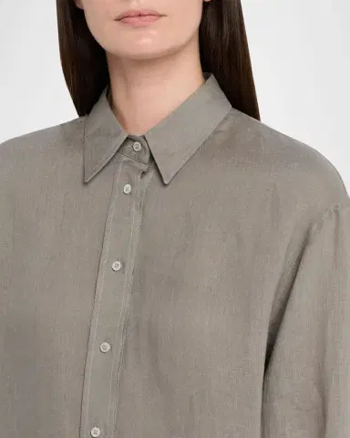 Brunello Cucinelli Linen Long-Sleeve Button-Down Shirt | Thumbnail 5
