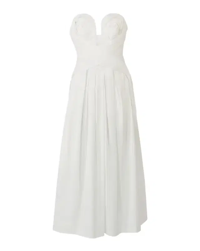 Carolina Herrera Plunging Strapless Rosette Draped Tea-Length Dress
