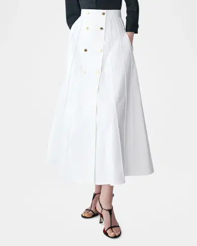 Carolina Herrera A-Line Sailor-Button Midi Skirt | Thumbnail 4