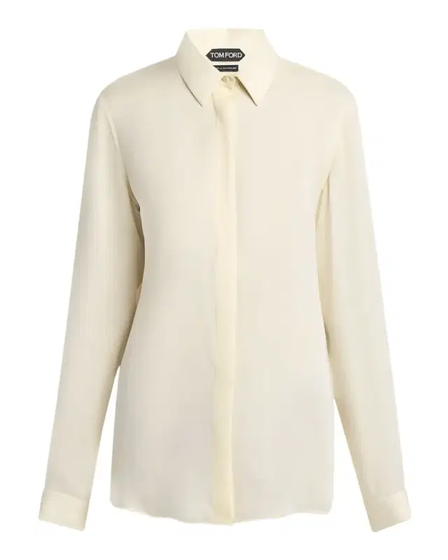 TOM FORD Washed Silk Georgette Button-Down Shirt