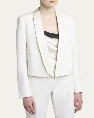 Tom Ford Grain De Poudre Crop Open Blazer | Thumbnail 3 Tom Ford Grain De Poudre Crop Open Blazer | Thumbnail 3