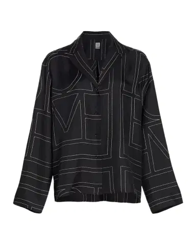 Toteme Monogram-Embroidered Silk Pajama Top | Thumbnail 1