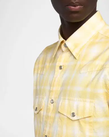 Tom Ford Men's Cotton Maxi-Plaid Slim Fit Snap-Front Western Shirt | Thumbnail 5