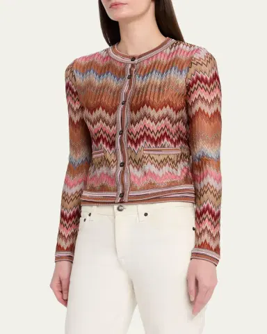 Missoni Multicolor Snake Chevron Crewneck Cardigan | Thumbnail 4 Missoni Multicolor Snake Chevron Crewneck Cardigan | Thumbnail 4