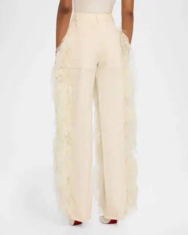 Lapointe Feather-Trim Cotton Twill Straight-Leg Jeans | Thumbnail 3 Lapointe Feather-Trim Cotton Twill Straight-Leg Jeans | Thumbnail 3
