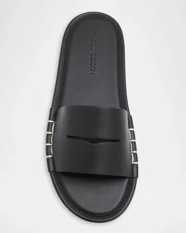 JW Anderson Men's Leather Loafer Slide Mules | Thumbnail 4