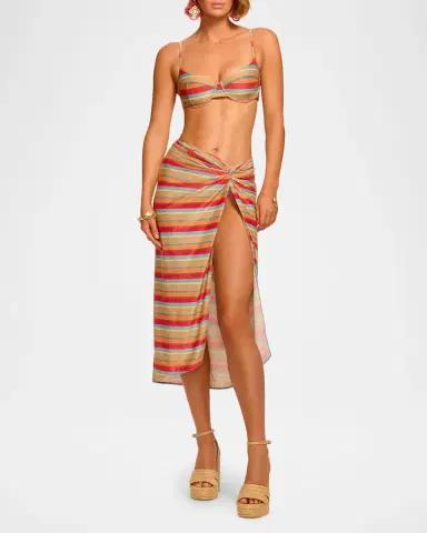 Ramy Brook Xana Glitter Stripe Coverup Skirt | Thumbnail 2