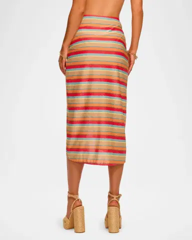 Ramy Brook Xana Glitter Stripe Coverup Skirt | Thumbnail 3