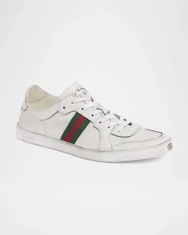 Gucci Men's Stretch Leather Low-Top Sneakers | Thumbnail 2 Gucci Men's Stretch Leather Low-Top Sneakers | Thumbnail 2