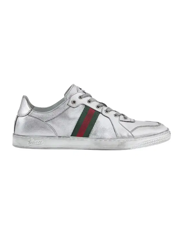 Gucci Men 's Stretch Metallic Leather Low-Top Sneakers