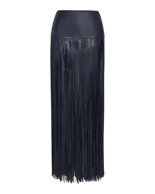 Tangled Up Fringe Leather Skirt
