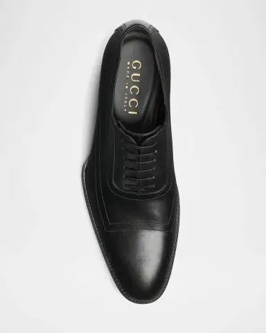Gucci Men's Branded-Sole Leather Oxfords | Thumbnail 4 Gucci Men's Branded-Sole Leather Oxfords | Thumbnail 4