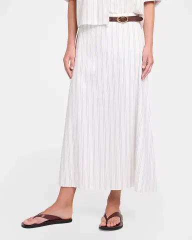 TWP The A-Line Pinstriped Cotton Skirt | Thumbnail 4