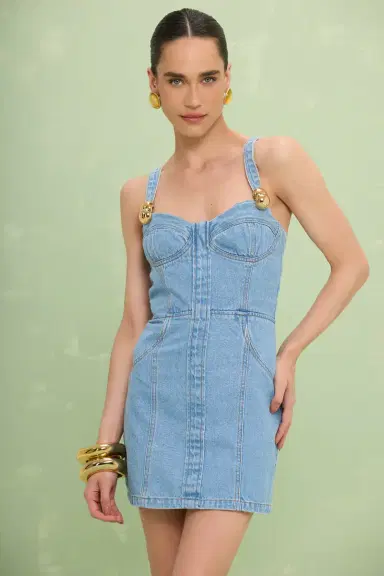 PatBo MARINA DENIM MINI DRESS | Thumbnail 1 PatBo MARINA DENIM MINI DRESS | Thumbnail 1