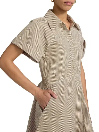 A.L.C. Women's Julie Striped Mini-Shirtdress - Pearl Aged Bronze | Thumbnail 6 A.L.C. Women's Julie Striped Mini-Shirtdress - Pearl Aged Bronze | Thumbnail 6