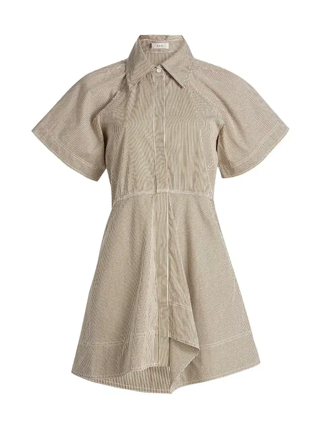 Women's Julie Striped Mini-Shirtdress - Pearl Aged Bronze