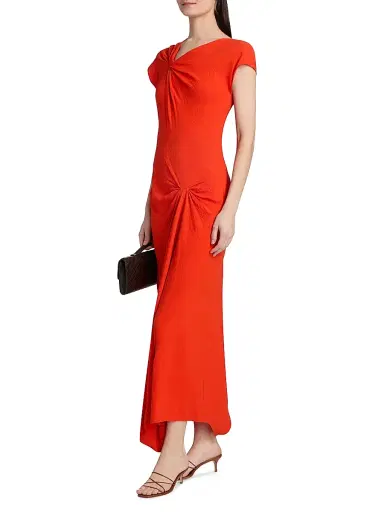 A.L.C. Women's Willa Knotted Crepe Maxi Dress - Persimmon - Size 4 | Thumbnail 4 A.L.C. Women's Willa Knotted Crepe Maxi Dress - Persimmon - Size 4 | Thumbnail 4