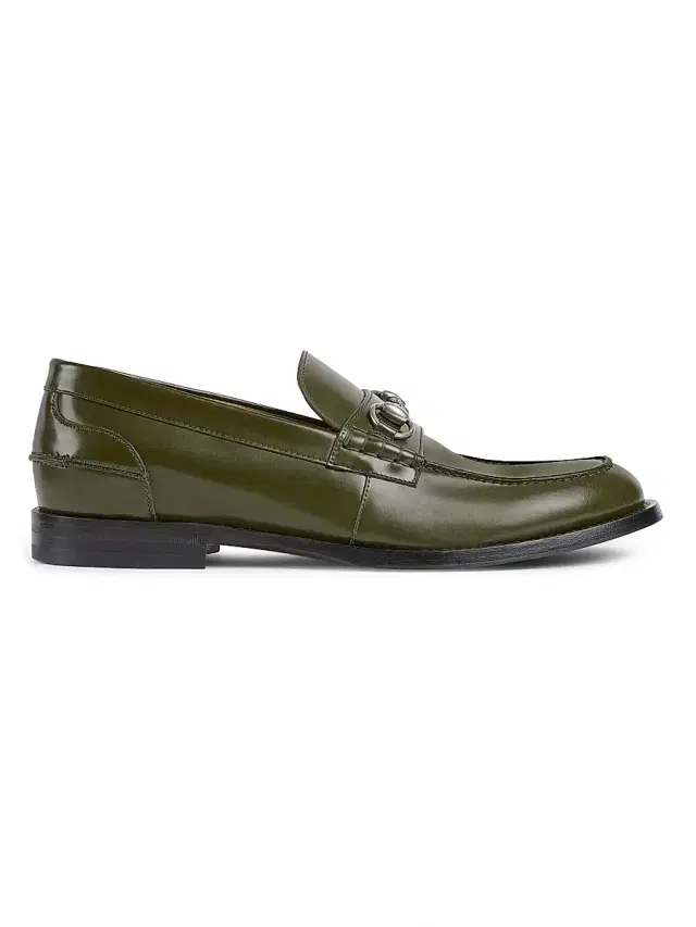 Men's Horsebit Leather Moccasin Loafers - Dark Green