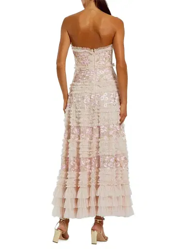 Mac Duggal Women's Floral Embroidered Mesh Strapless Midi-Dress - Blush Multi - Size 14 | Thumbnail 2