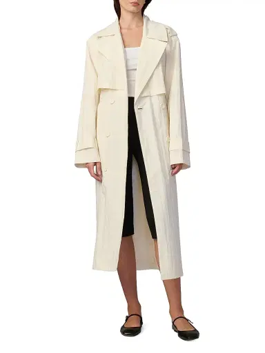 Joe's Jeans Women's The Elizabeth Textured Cotton-Blend Trench Coat | Thumbnail 2