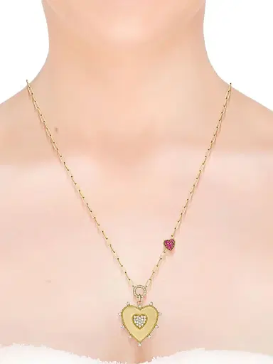 Hueb Women's Penka 18K Yellow Gold, Ruby & 0.49 TCW Diamond Heart Pendant Necklace - Yellow Gold | Thumbnail 2 Hueb Women's Penka 18K Yellow Gold, Ruby & 0.49 TCW Diamond Heart Pendant Necklace - Yellow Gold | Thumbnail 2