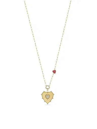Hueb Women's Penka 18K Yellow Gold, Ruby & 0.49 TCW Diamond Heart Pendant Necklace - Yellow Gold | Thumbnail 1 Hueb Women's Penka 18K Yellow Gold, Ruby & 0.49 TCW Diamond Heart Pendant Necklace - Yellow Gold | Thumbnail 1