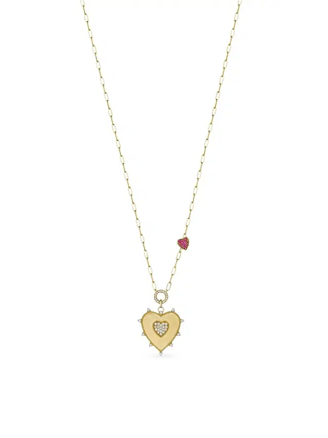 Women's Penka 18K Yellow Gold, Ruby & 0.49 TCW Diamond Heart Pendant Necklace - Yellow Gold