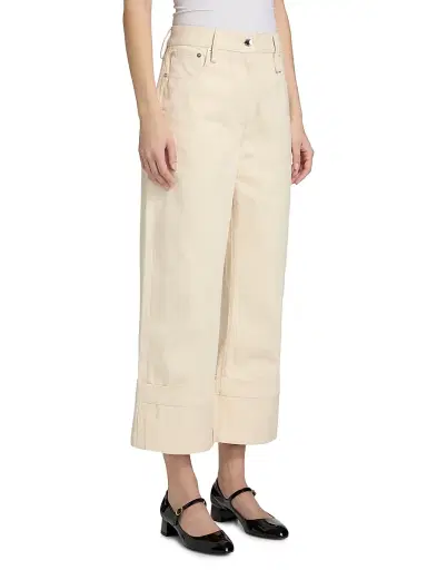 Simone Rocha Women's Cuffed Hem Cotton Straight-Leg Jeans - Ecru | Thumbnail 4 Simone Rocha Women's Cuffed Hem Cotton Straight-Leg Jeans - Ecru | Thumbnail 4