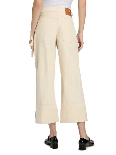 Simone Rocha Women's Cuffed Hem Cotton Straight-Leg Jeans - Ecru | Thumbnail 5 Simone Rocha Women's Cuffed Hem Cotton Straight-Leg Jeans - Ecru | Thumbnail 5