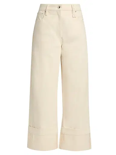 Simone Rocha Women's Cuffed Hem Cotton Straight-Leg Jeans - Ecru | Thumbnail 1 Simone Rocha Women's Cuffed Hem Cotton Straight-Leg Jeans - Ecru | Thumbnail 1