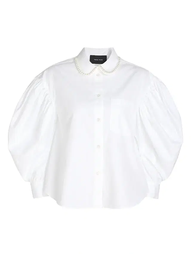 Women's Boxy Draped-Sleeve Cotton Shirt - White Pearl