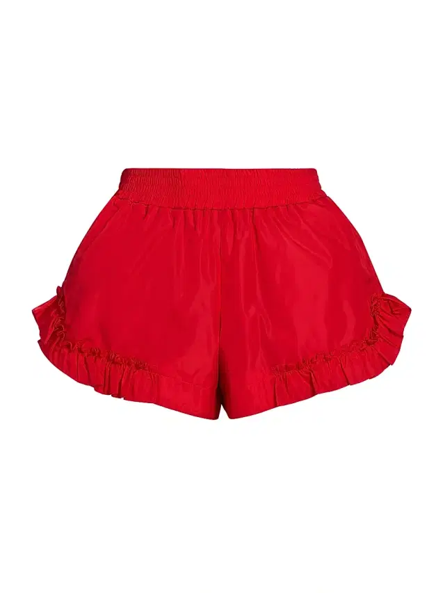 Women's Frill Track Shorts - Red