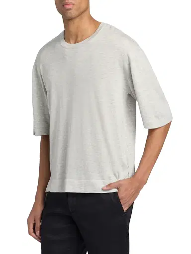 OFFICINE GÉNÉRALE Men's Boris Knit Crewneck T-Shirt - Light Heather Grey - Size XXL | Thumbnail 4