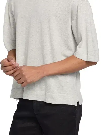 OFFICINE GÉNÉRALE Men's Boris Knit Crewneck T-Shirt - Light Heather Grey - Size XXL | Thumbnail 6