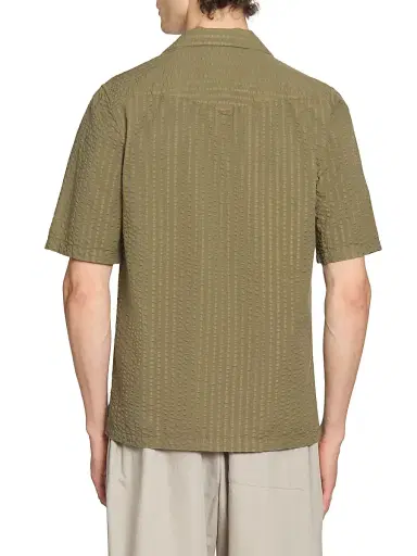 OFFICINE GÉNÉRALE Men's Eren Seersucker Short-Sleeve Shirt - Burnt Olive - Size XL | Thumbnail 5