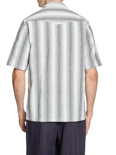 OFFICINE GÉNÉRALE Men's Eren Striped Short-Sleeve Shirt - Mid Grey White - Size Large | Thumbnail 5