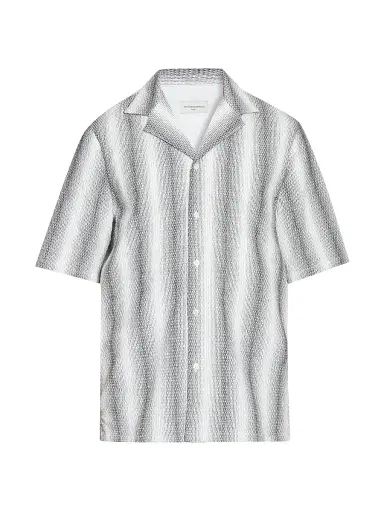 OFFICINE GÉNÉRALE Men's Eren Striped Short-Sleeve Shirt - Mid Grey White - Size Large | Thumbnail 1