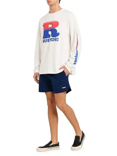 Rhude Men's Vintage Logo Cotton Long-Sleeve Sweatshirt - Vintage White Red Blue | Thumbnail 2