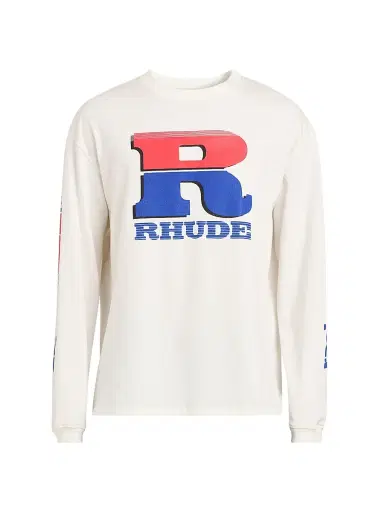 Rhude Men's Vintage Logo Cotton Long-Sleeve Sweatshirt - Vintage White Red Blue | Thumbnail 1
