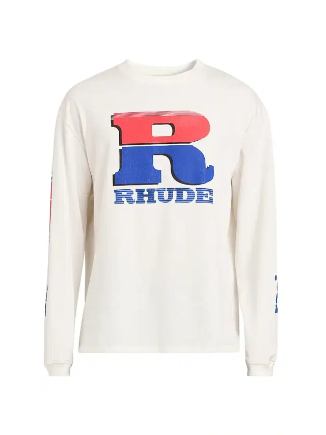Men's Vintage Logo Cotton Long-Sleeve Sweatshirt - Vintage White Red Blue